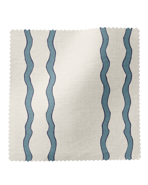 Jester Lines Linen Fabric in Blue