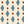 Ludo linen by Annika Reed in blue and red, flat sample of diamonds and dots