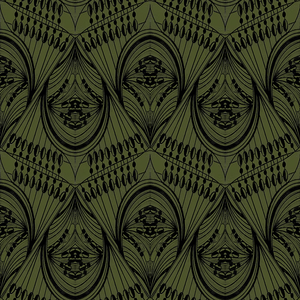 Manilva Garden wallpaper by Dami and Em Design in green, flat sample of an art deco garden design