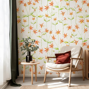 Dancing Autumn Daisies Sustainable Wallpaper