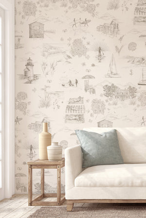 Days Like These Wallpaper in Parchment by XV Interiors and Victoria Sanders, room setting