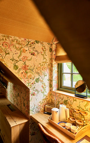 Chintz 21 Wallpaper in Raffia Rose by Parker and Jules