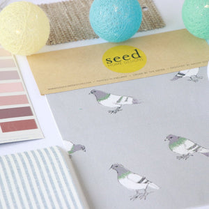 Pigeon Fabric in Turquoise- Cotton Drill