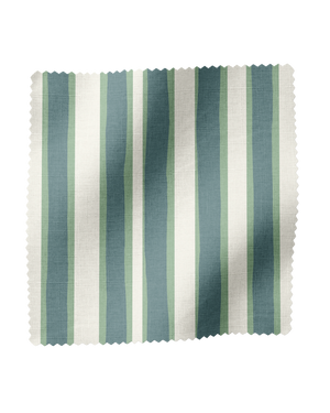 Shove Ha'Penny Linen Fabric in Blue and Green
