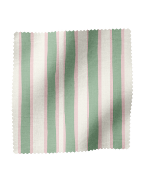 Shove Ha'Penny Linen Fabric in Pink and Green