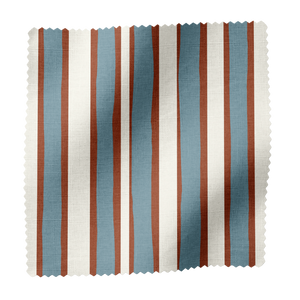 Shove Ha'Penny Linen Fabric in Red and Blue