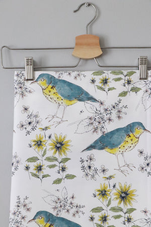 Song Thrush and Flora Fabric- Cotton Drill