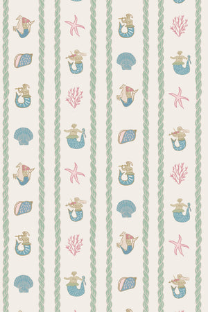 Swim Away with the Mermaids Linen Fabric by Annika Reed Studio