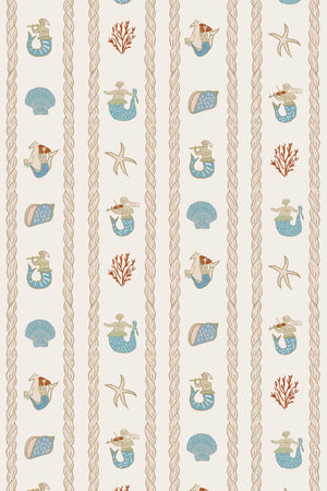 Swim Away with the Mermaids Linen Fabric by Annika Reed Studio