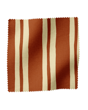 Three Legged Race Linen Fabric in Red and Yellow