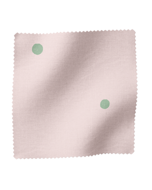 Tiddlywinks Linen Fabric in Pink and Green Dot