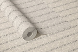 Tulip Medallion wallpaper by Dami and Em Design in parchment, roll showing tulip medallions