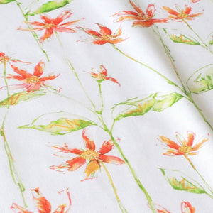 Dancing Autumn Daisies Cotton Linen