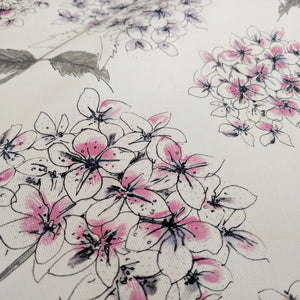 White Hydrangea Fabric- Cotton Drill