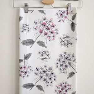 White Hydrangea Fabric- Cotton Drill