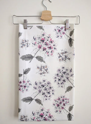 White Hydrangea Fabric- Cotton Drill