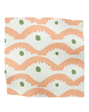 Wiggly Squiggly Linen Fabric in Peach