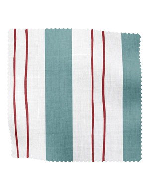 Wobble Linen Fabric in Blue and Red