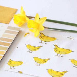 Yellow Bird Fabric- Cotton Drill