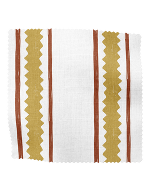Zig and Zag Linen Fabric in Mustard
