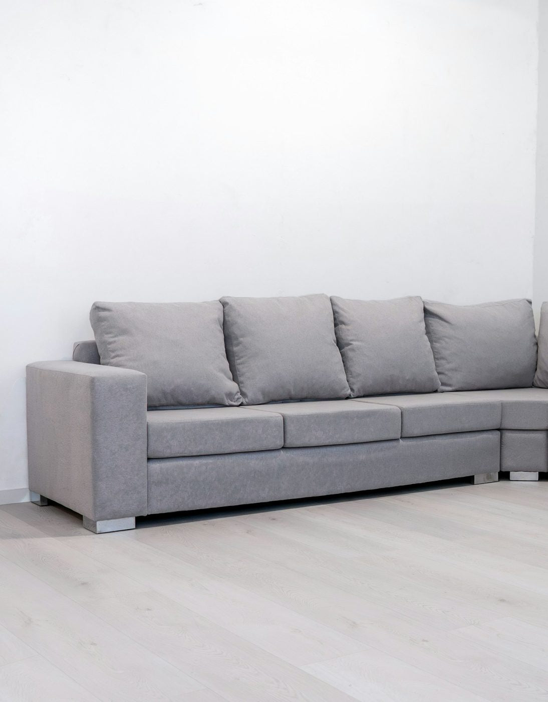 Living room with a grey sofa